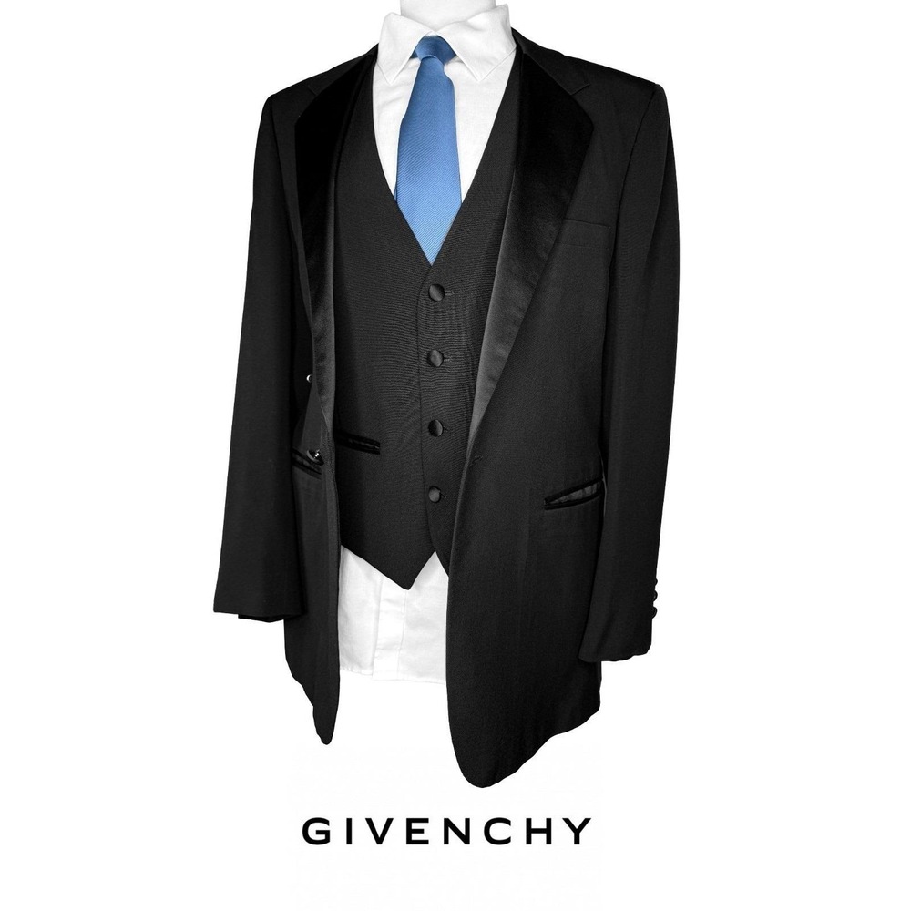 Vintage Givenchy Gentleman Chequers Club Tuxedo Jacket and Vest Set Mens 36R/38R